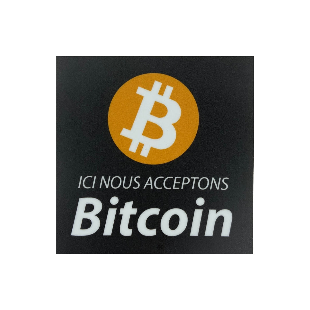 Stickers - "Nous acceptons Bitcoin" - Noir