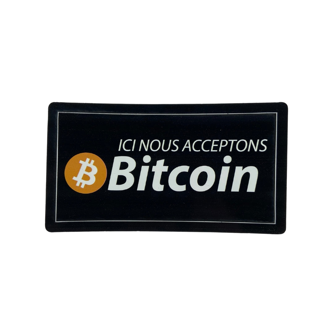 Stickers - "Nous acceptons Bitcoin" - format rectangle