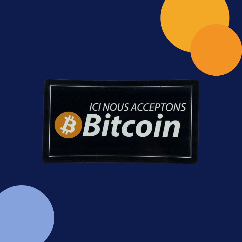 Stickers - "Nous acceptons Bitcoin" - format rectangle