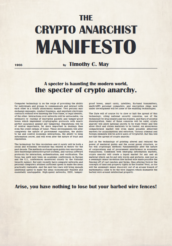 Le manifeste crypto anarchiste