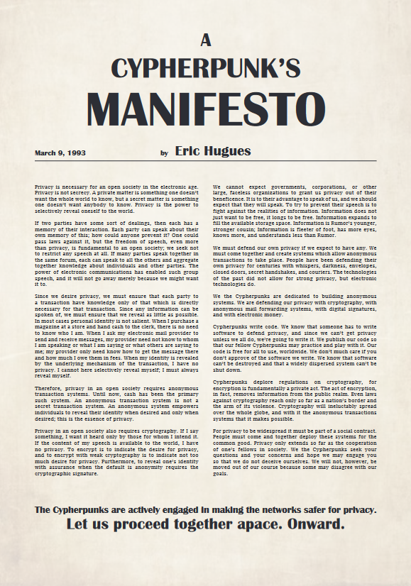 Le manifeste du cypherpunk