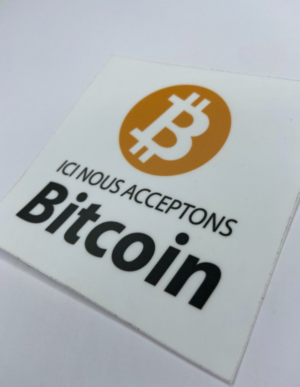 Nous acceptons Bitcoin - Stickers Blanc