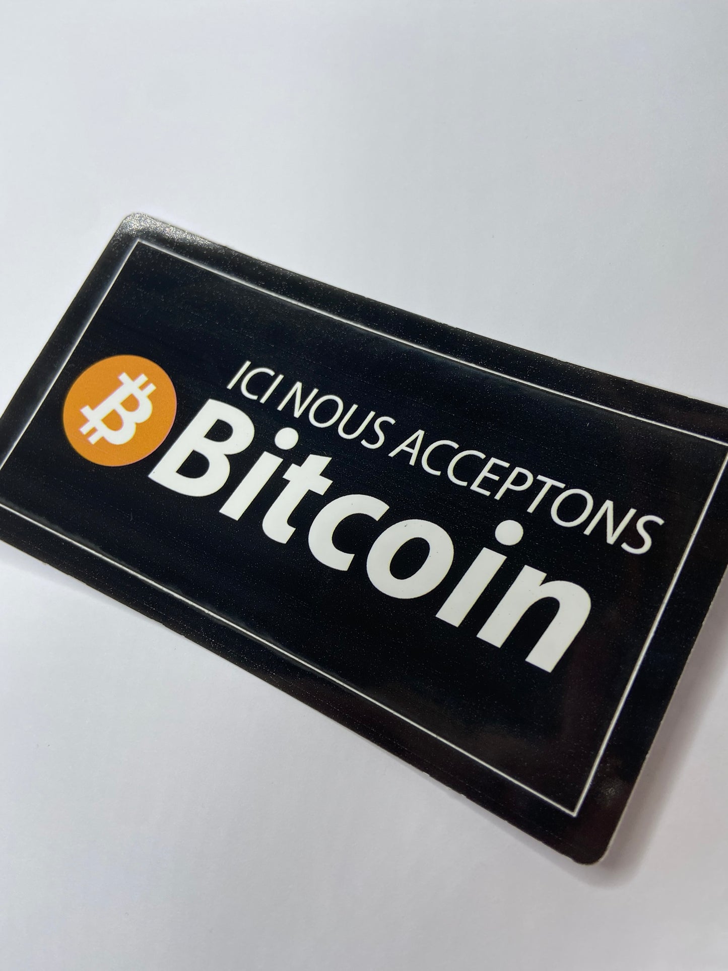 Stickers - "Nous acceptons Bitcoin" - format rectangle