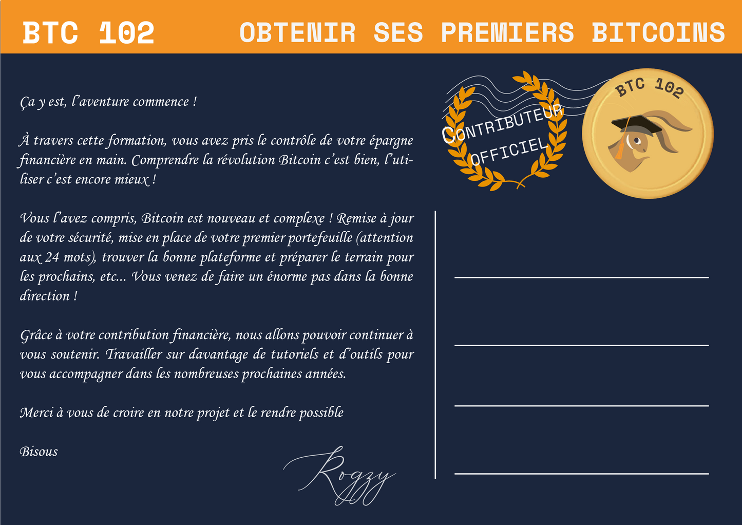 Formation BTC 102 - Pack contributeur