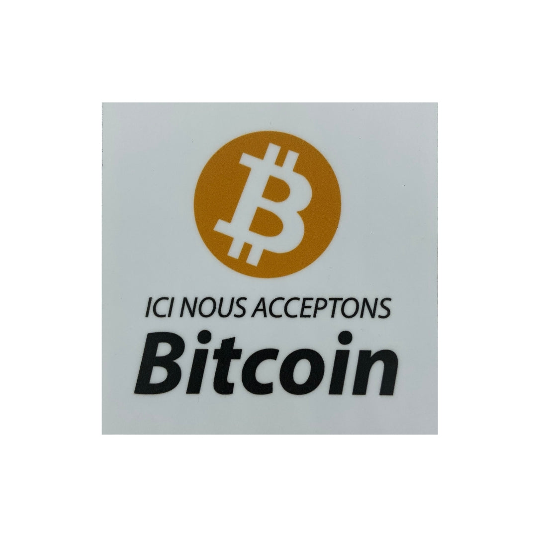 Nous acceptons Bitcoin - Stickers Blanc