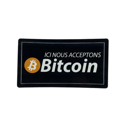 Stickers - "Nous acceptons Bitcoin" - format rectangle