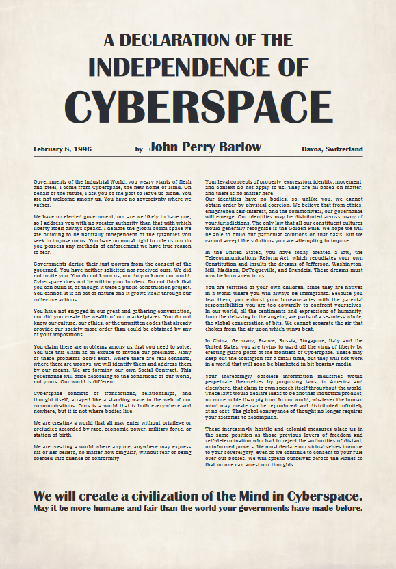 La déclaration d'indépendance du cyberespace