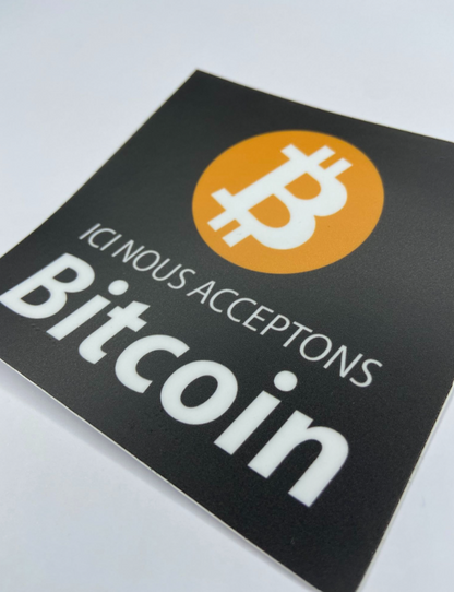 Stickers - "Nous acceptons Bitcoin" - Noir